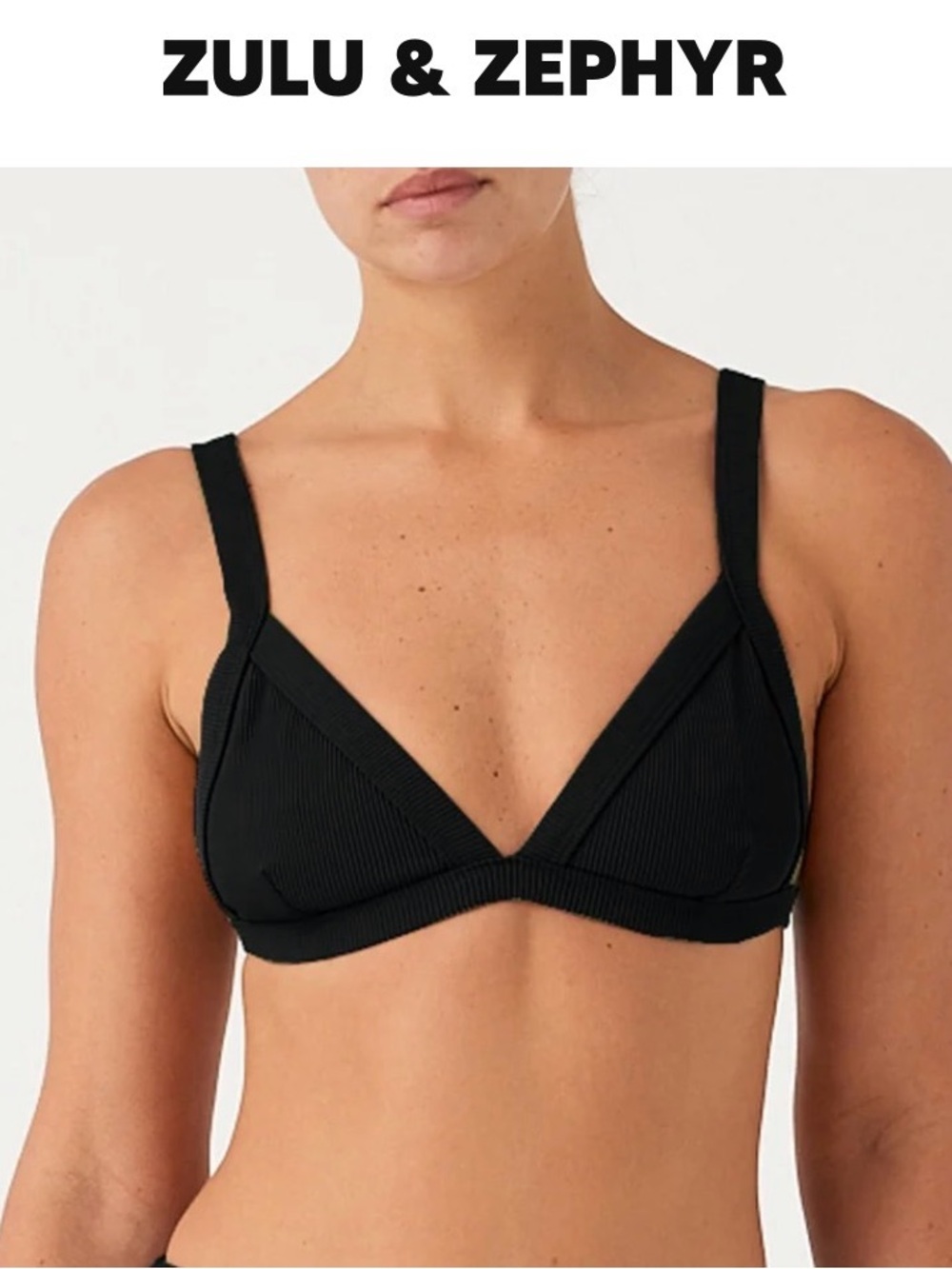 Zulu & Zephyr Harness Bikini Top Black Ribbed